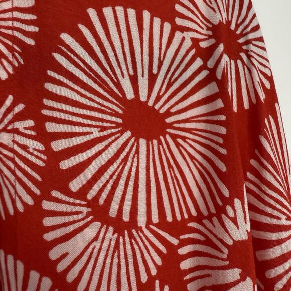 LOFT Open Kimono topper Size XS/Small Red Floral Artsy Long Length - Picture 2 of 9